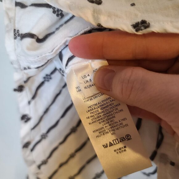 Maeve Anthropologie Clip Dot Relaxed Button‎ Down White Black Size Small - Picture 10 of 12